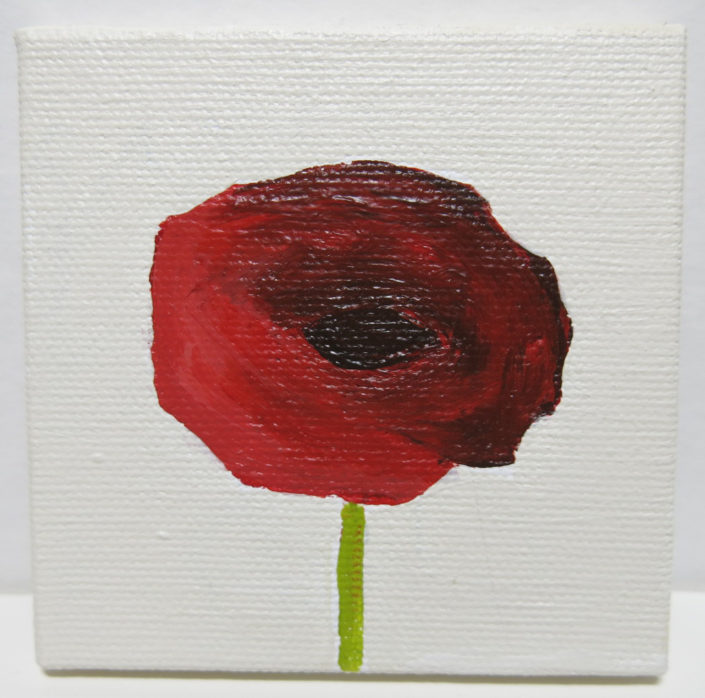 mini acrylic poppy flower painting