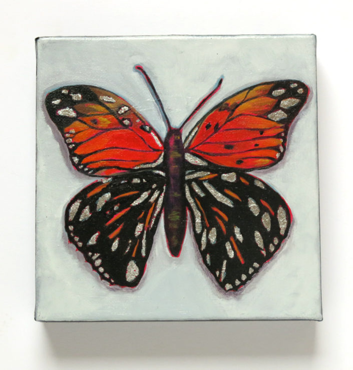 Passion Butterfly Oil painting on 6"x6" Gallery Wrapped Canvas
