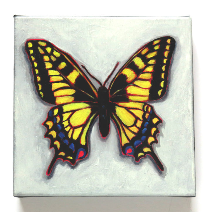 Mini Painting of Tiger Swallowtail Oil on Canvas